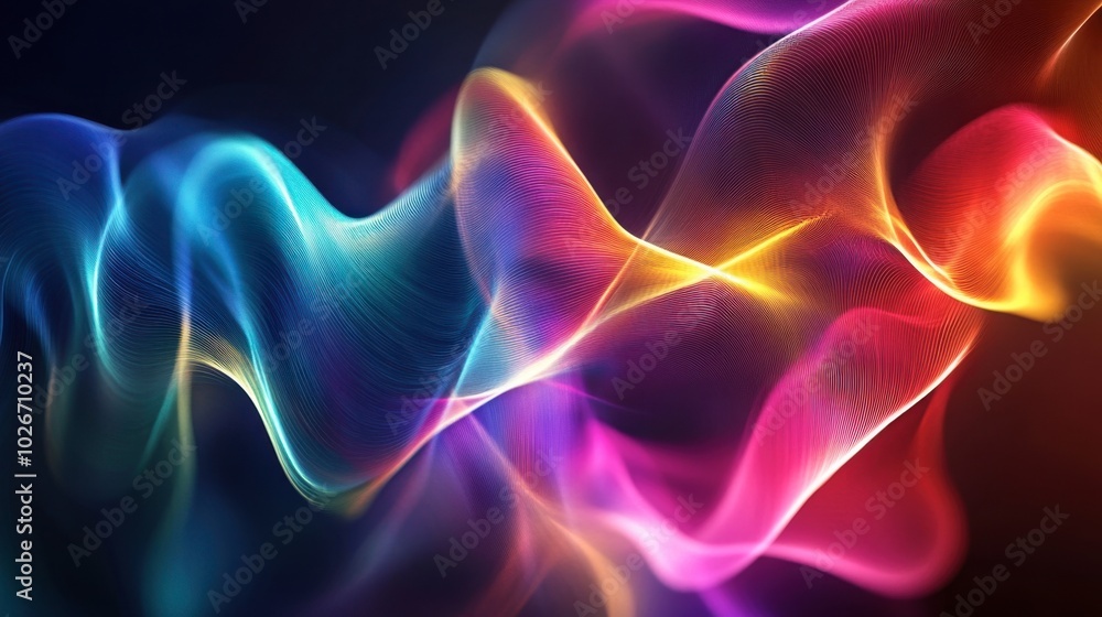 Multicolored light waves gently blending into a smooth, dark gradient. Multicolored light waves gently blending into a smooth, dark gradient.