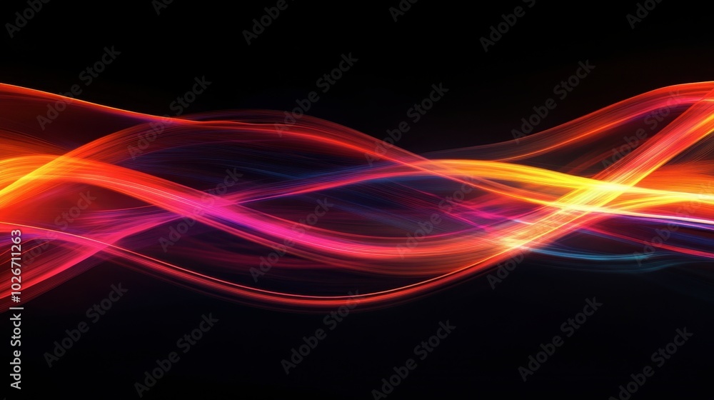 Obraz premium Sharp neon light trails forming intricate patterns on a black background, giving an abstract sense of motion.