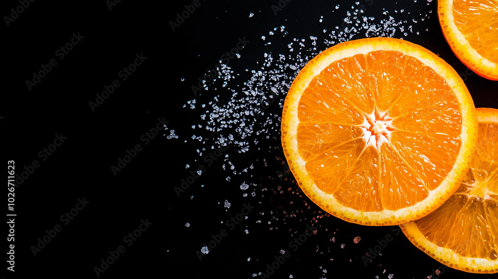 Orange Slices on Black Background Orange Slices on Black Background