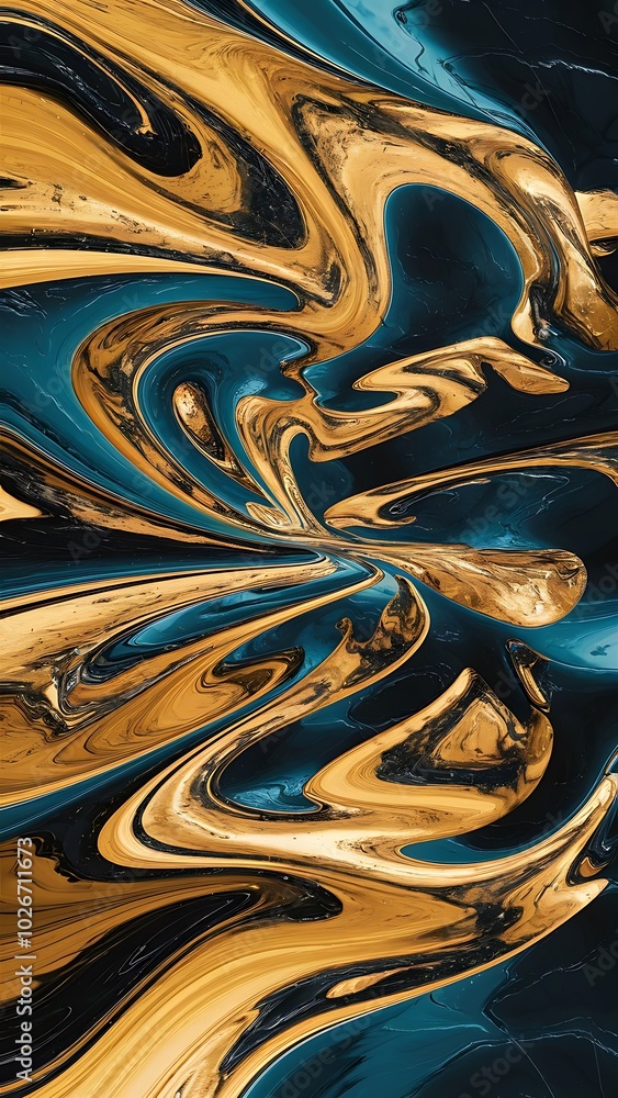 A marble abstract background pattern with golden and blue colors A marble abstract background pattern with golden and blue colors