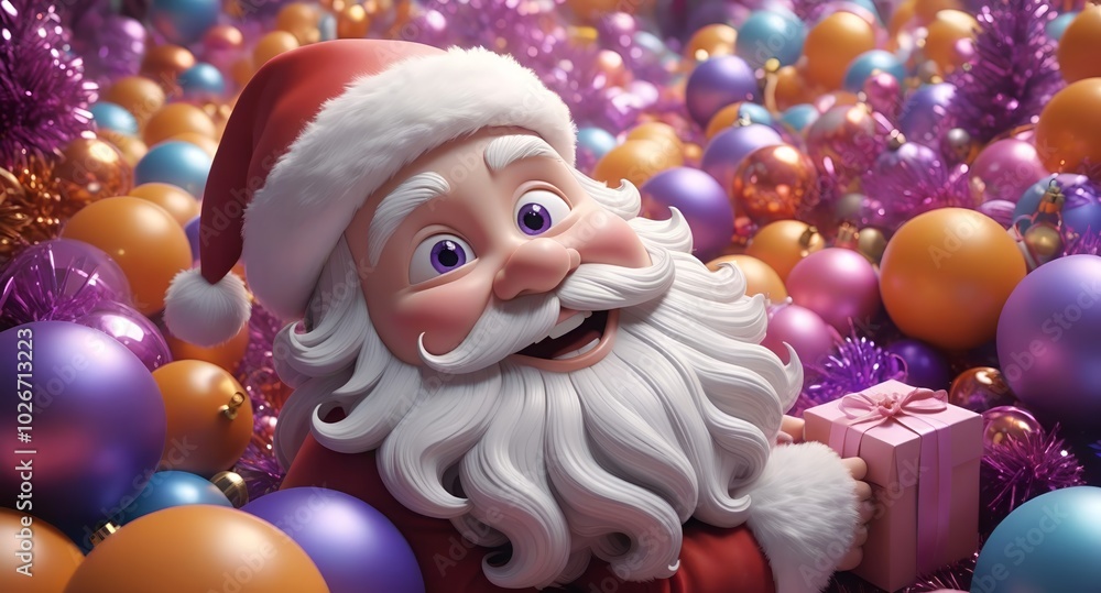 Santa claus with christmas gifts balls Santa claus with christmas gifts balls