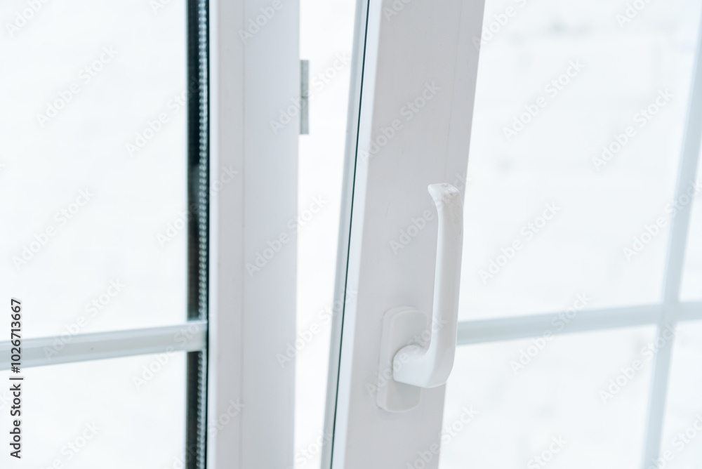 white plastic opened window with handle white plastic opened window with handle