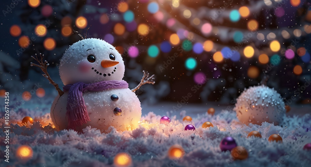 Obraz premium snowman on a Christmas balls with festival decorations
