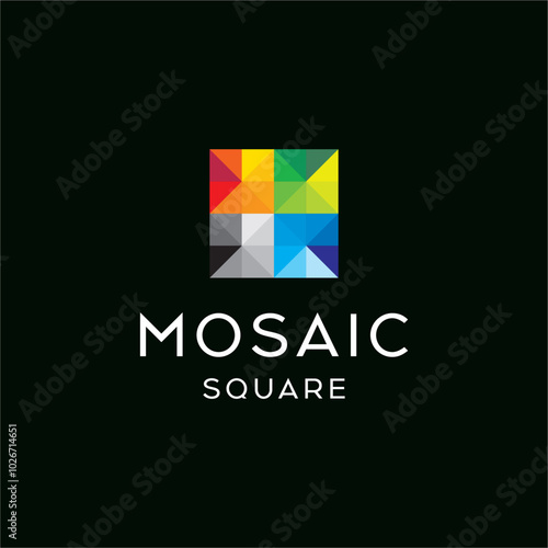 Mosaic square colorful logo design vector editable business brand identity royalty free image