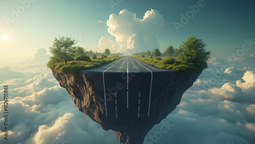 Obraz na płótnie Surreal Floating Road at Sunset w salonie