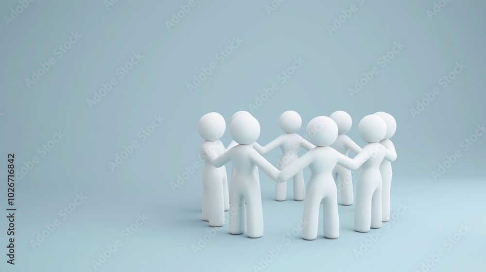 Teamwork and unity concept with abstract figures in a circle. Teamwork and unity concept with abstract figures in a circle.