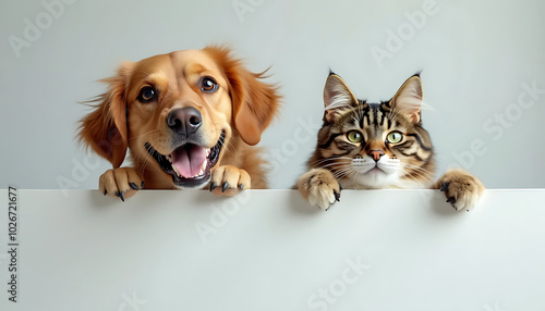 Adorable Golden Retriever and Maine Coon Cat Duo