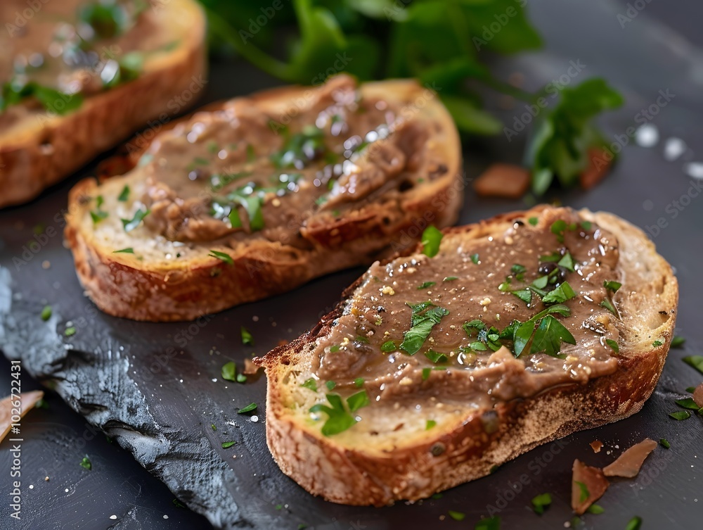Goose liver pate on toasted bread Goose liver pate on toasted bread