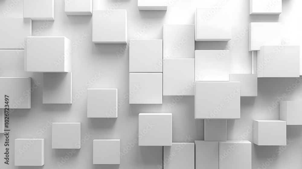 Randomly shifted white cube block background with copy space for product design Randomly shifted white cube block background with copy space for product design
