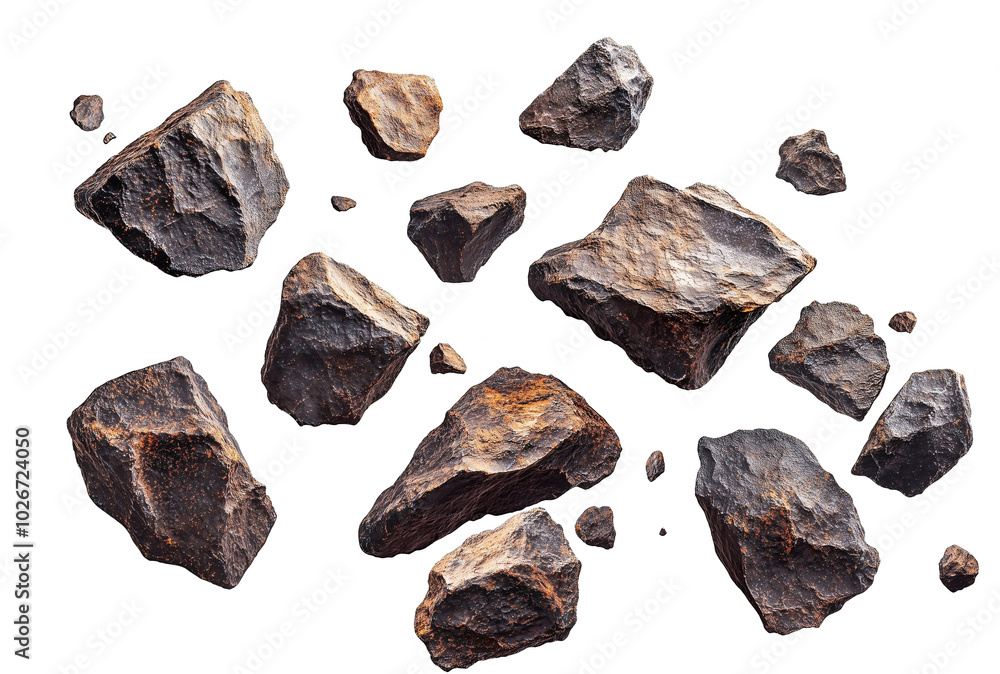 Isolated Flying Rock Cut Out on White Background for Natural and Geology Concepts in High-Resolution Isolated Flying Rock Cut Out on White Background for Natural and Geology Concepts in High-Resolution