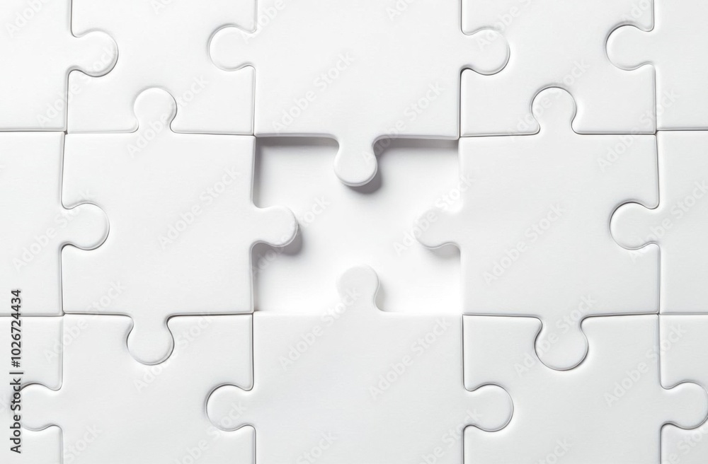 White jigsaw puzzle with missing pieces presenting the concept of teamwork White jigsaw puzzle with missing pieces presenting the concept of teamwork