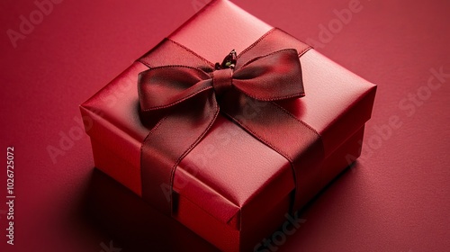 Wallpaper Mural A stunning red gift box tied with a ribbon, sitting on a deep red backdrop. Great for special occasions. Torontodigital.ca
