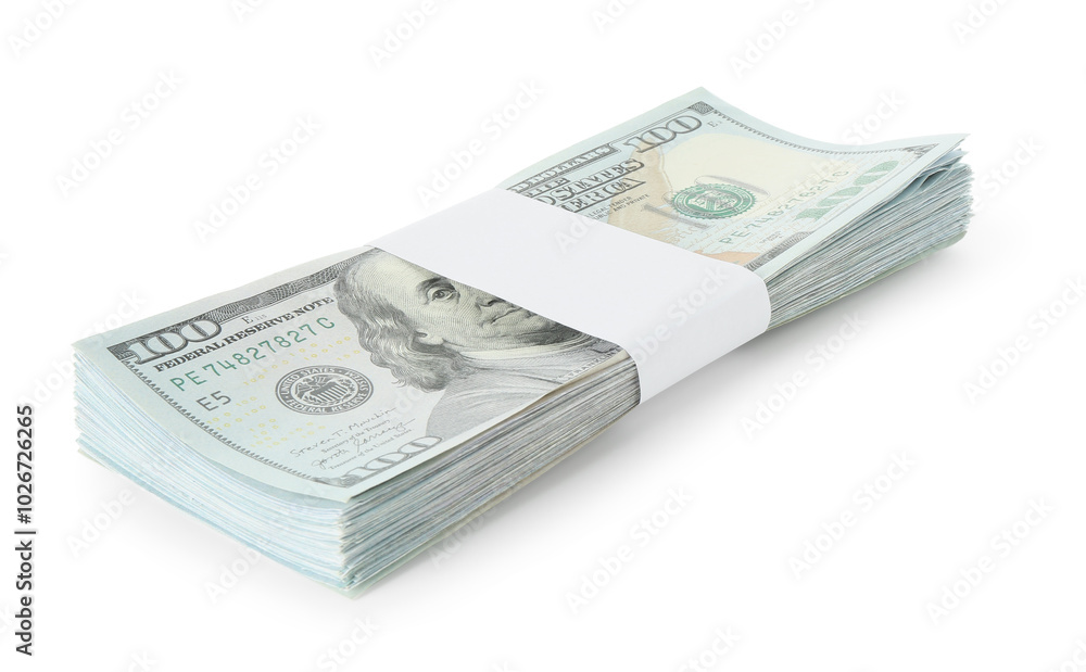 Stack of dollar banknotes isolated on white Stack of dollar banknotes isolated on white