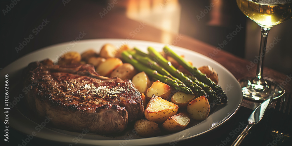 a plate of food with a glass of wine a plate of food with a glass of wine