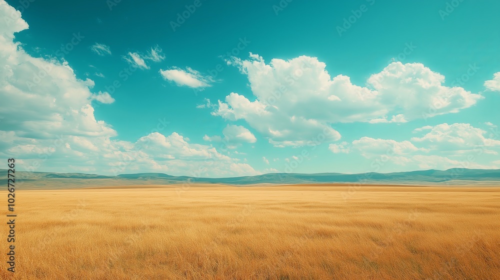 Beautiful summer landscape with yellow grass and blue sky. Toned. Beautiful summer landscape with yellow grass and blue sky. Toned.