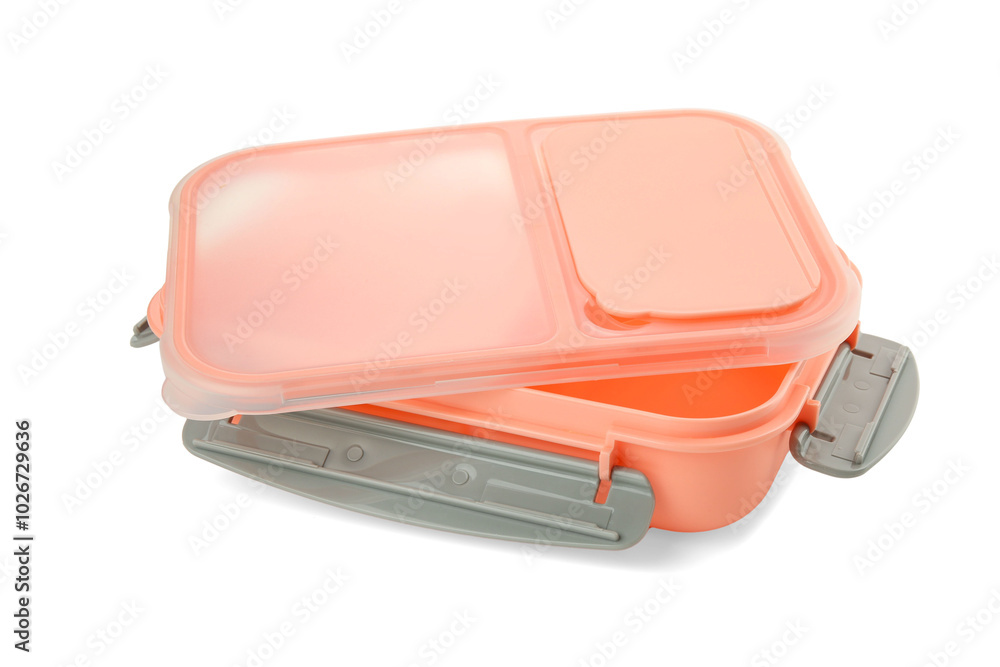 Empty plastic lunch box isolated on white Empty plastic lunch box isolated on white