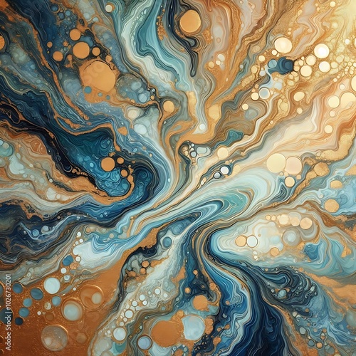 Oceanic Gold: A Fluid Abstract Masterpiece