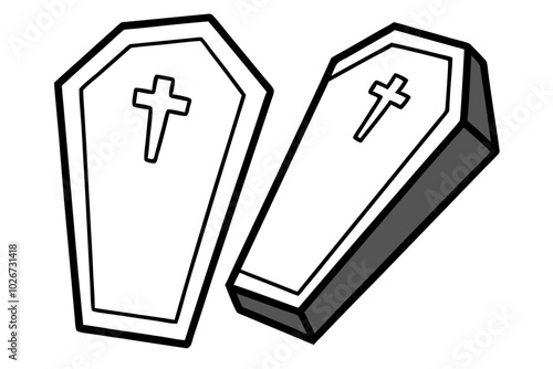 Halloween Coffins  vector line art svg silhouette