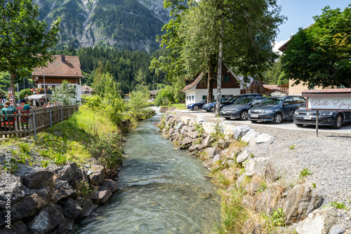 Kandersteg, Swtizerland - Canal waterway going through the village of Kandersteg photo