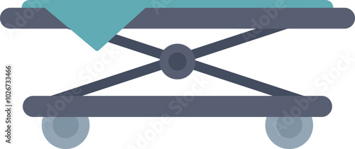 Simple minimalist flat vector illustration of empty medical gurney waiting to be used in a hospital