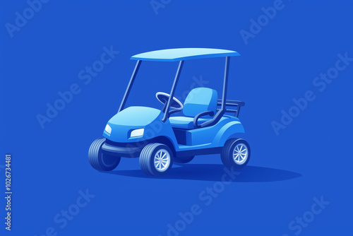 Golf Cart Icon in 2D: Departing Mint on a Royal Blue Fairway - Leisurely Golf Experience