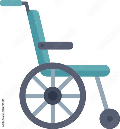Empty wheelchair standing in profile, representing concepts of disability, accessibility, and healthcare