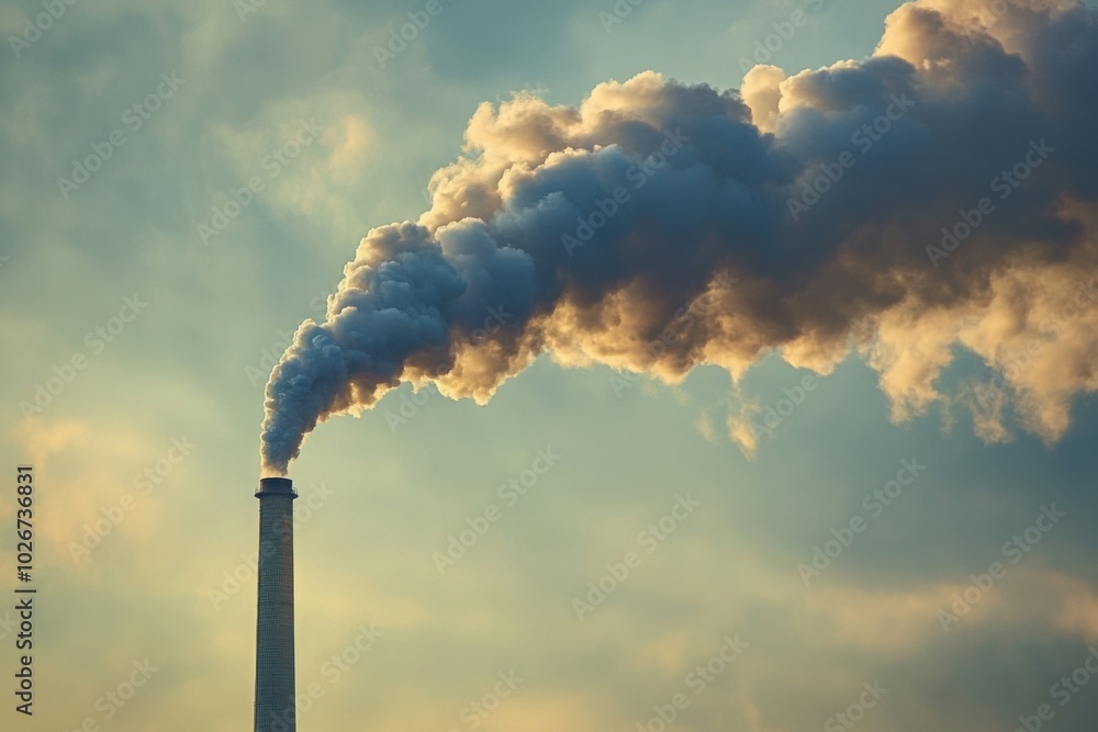 Industrial Smoke Emission from Power Plant Chimney Industrial Smoke Emission from Power Plant Chimney