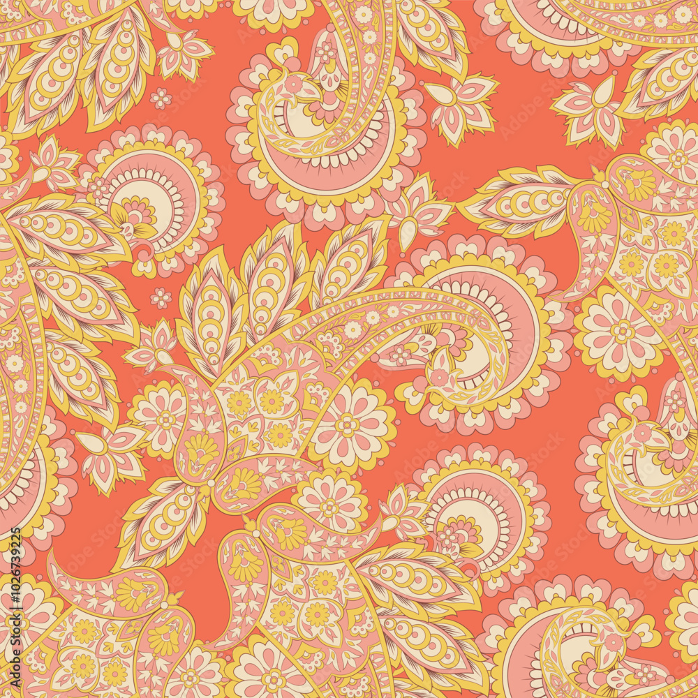 Madhubani, kalamkari, kani seamless pattern. Vector Ajrakh Ikat print patola. Background digital printing textile pattern floral allover design Madhubani, kalamkari, kani seamless pattern. Vector Ajrakh Ikat print patola. Background digital printing textile pattern floral allover design