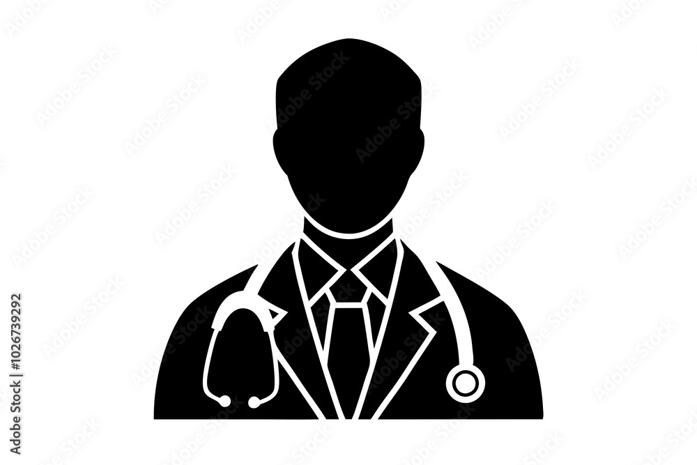 medical doctor icon silhouette vector with white backgrounds medical doctor icon silhouette vector with white backgrounds