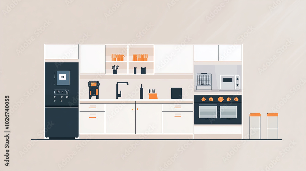 Minimalist Smart Kitchen with Central Device Control, generative ai Minimalist Smart Kitchen with Central Device Control, generative ai