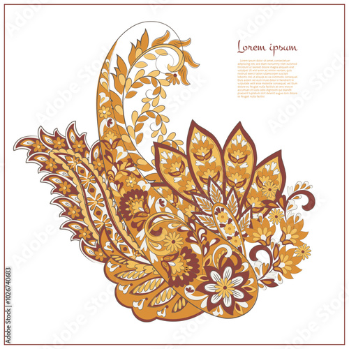 Vector Floral isolated pattern with paisley ornament.