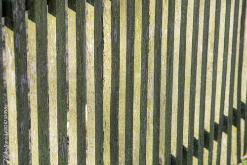 Φωτογραφία Repetition of sunny and shady sides of old wooden fence, normal angle lens