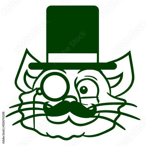 Sir Cat Gentleman Top Hat Monocle Glasses Rich Guy Funny Design Fun Adorable Cool Happy Friendly Sweet Little Kitten Cartoon Cute Cats Lovers Comic Love Feline Playful Kitties Fur Paw Pet Owner