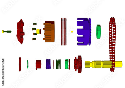 Clutch and other parts on a white background.