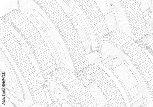 Motorcycle gearbox on white background.