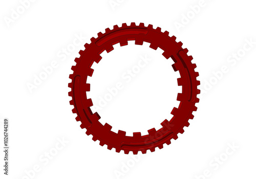 Red gear on a white background.