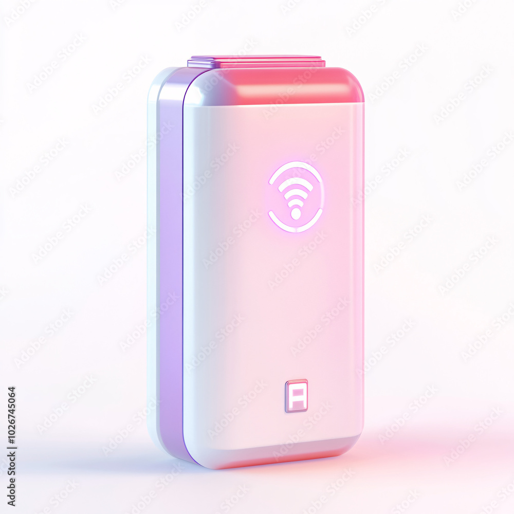 modern wireless router with white pink and purple color scheme on a white background modern wireless router with white pink and purple color scheme on a white background