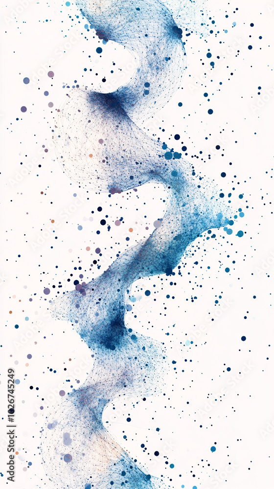 Obraz premium abstract blue and white dotted wavy lines graphic design