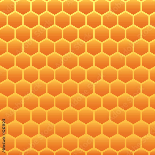 Honeycomb pattern vector illustration. Concept of honey and bees. Orange color hexagon honey comb pattern. Modern Colorful geometric trendy hexagons pattern design.