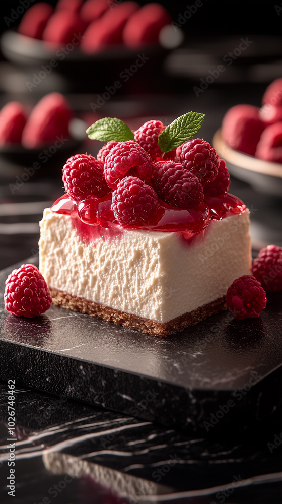 White Chocolate Raspberry Cheesecake piece White Chocolate Raspberry Cheesecake piece