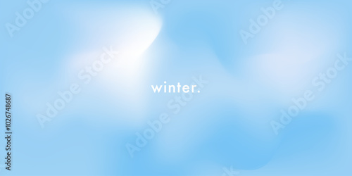 Aesthetic clear blue sky. Winter season blue pastel colored horizontal vector banner. Blurred sky gradient background. Simple soft light backdrop. Beautiful day. Clouds. Cloudscape