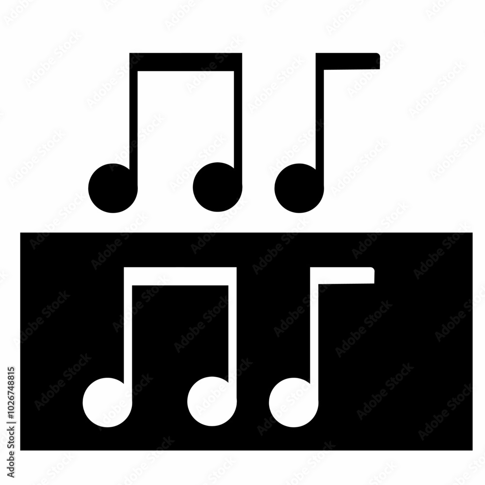 music notes icon black and white. Vector illustration music notes icon black and white. Vector illustration