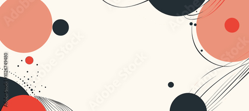 Elegant Abstract Geometric Composition of Circles and Lines in Muted Tones for Modern Design