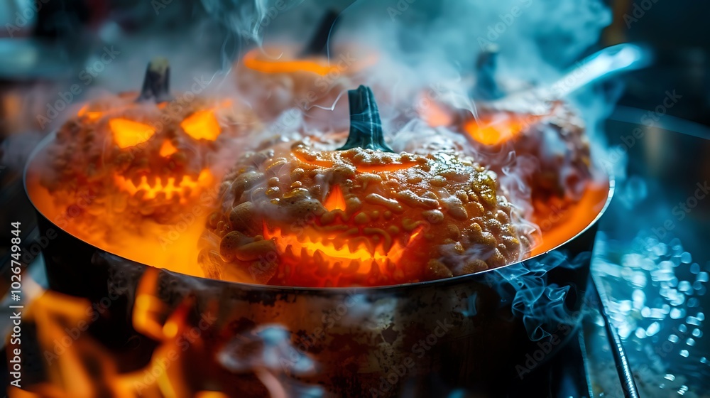 Cakes before the halloween holiday within a boiling pan Cakes before the halloween holiday within a boiling pan