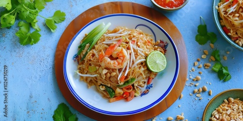 a plate of food with a fork and a bowl of rice photo