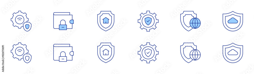 Security icon set in two styles, Duotone and Thin Line style. Editable stroke. protection, secure, security, wallet Security icon set in two styles, Duotone and Thin Line style. Editable stroke. protection, secure, security, wallet