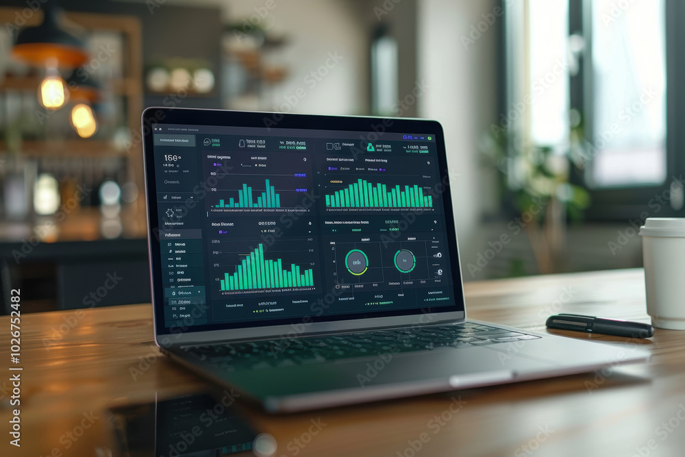 Financial Dashboard on Laptop Screen for Business Investment Tracking and Analysis Financial Dashboard on Laptop Screen for Business Investment Tracking and Analysis