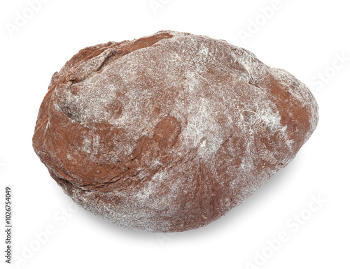 Chocolate dough isolated on white, top view