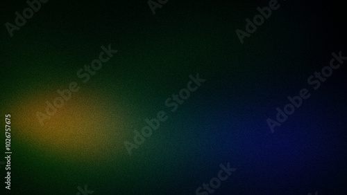 An abstract gradient with rich green, orange, and deep blue hues, combined with a grainy texture, ideal for high-quality backgrounds and digital designs