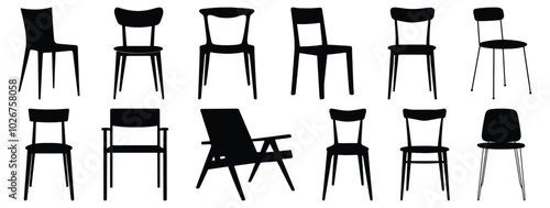 Chair silhouette set vector design big pack of furniture illustration and icon